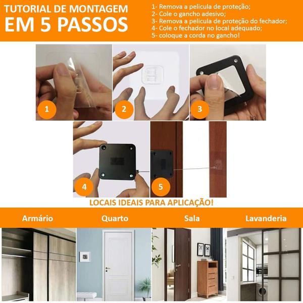 Imagem de Fechador De Porta Automático Porta Mola Aérea Cabo Retrátil