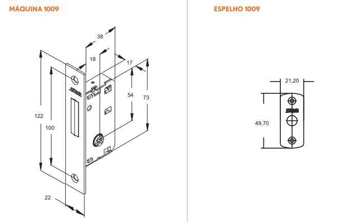 Imagem de Fechadura 1009 Tetra Externa Cromada - Porta Alumìnio 38mm