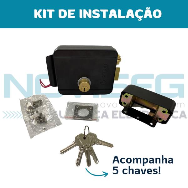 Imagem de Fechadura 12v Reversível Preta Sem Botão Modelo Ga043 Uso Interno/Externo