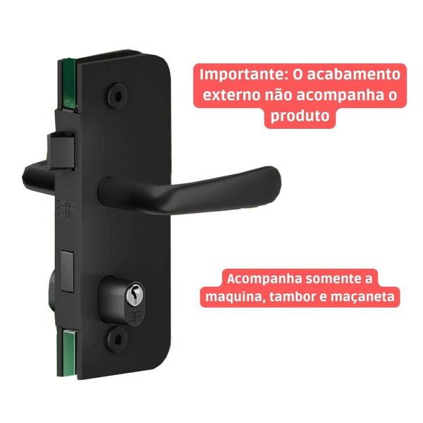 Imagem de Fechadura 1520ta porta vidro maçaneta preto fosco 3f 3080