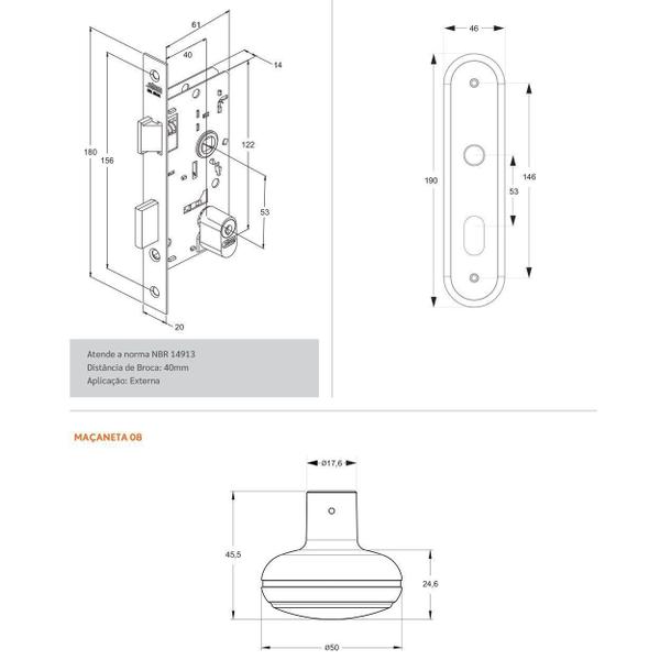 Fechadura 1801/08 Externa Bola Fixa Inox Stam Imagem de Fechadura 1801/08 Externa Bola Fixa Inox Stam