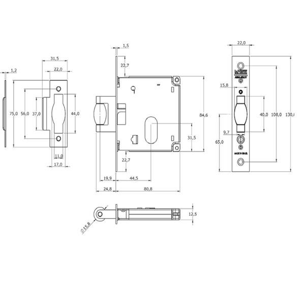 Imagem de Fechadura 378 Rolete 45mm Cromada Lafonte