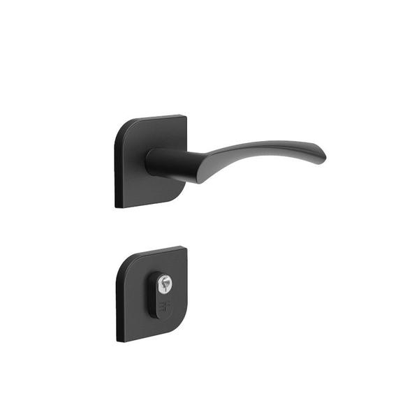 Fechadura 3f linha design roseta design zamac externa - preto fosco - FERRAGENS 3F Imagem de Fechadura 3f linha design roseta design zamac externa - preto fosco