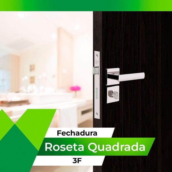 Imagem de Fechadura 3F Roseta Quadrada Banheiro Cromada - 840B817