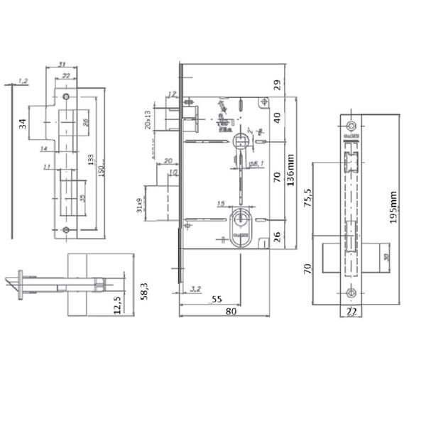 Imagem de FECHADURA 454i St2 55mm INTERNA INOX POLIDO ROSETA Lafonte