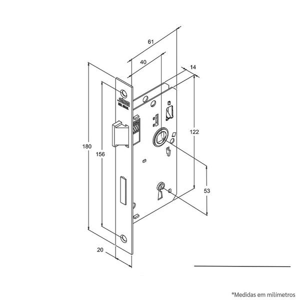 Imagem de Fechadura 813/35 Rq1 Cromada 40mm  Interna Stam Ros Quadrada