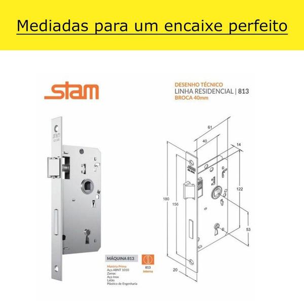 Imagem de Fechadura Aço Resistente 814/33 Espelho Inox STAM