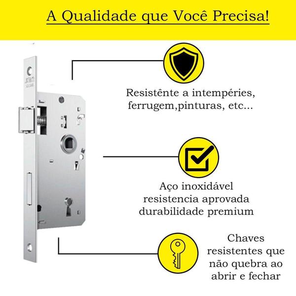 Fechadura Aço Resistente 814/33 Espelho Inox STAM Imagem de Fechadura Aço Resistente 814/33 Espelho Inox STAM