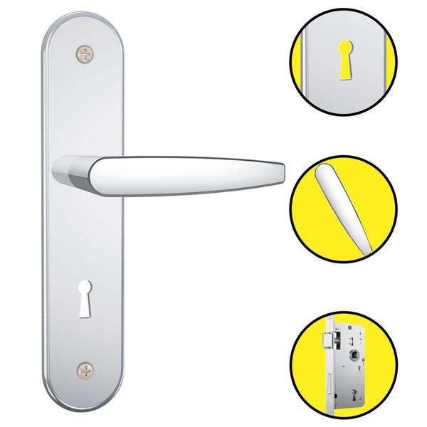 Fechadura Aço Resistente 814/33 Espelho Inox STAM Imagem de Fechadura Aço Resistente 814/33 Espelho Inox STAM