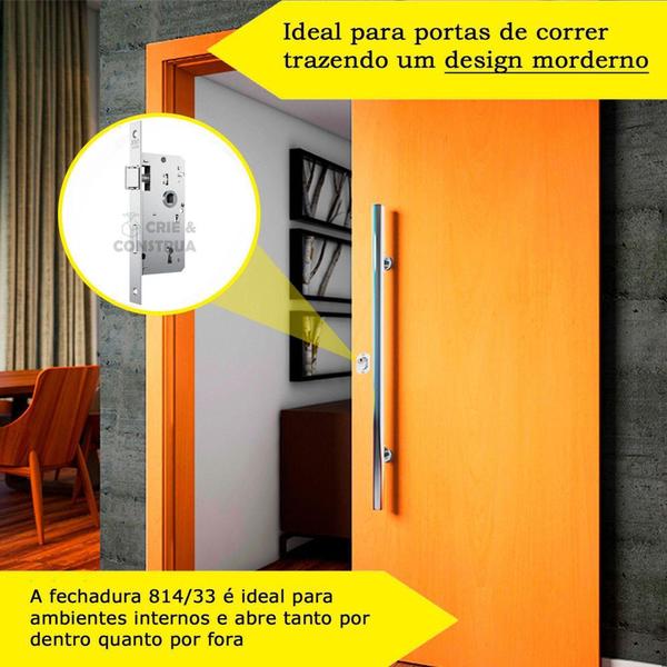 Fechadura Aço Resistente 814/33 Espelho Inox STAM Imagem de Fechadura Aço Resistente 814/33 Espelho Inox STAM