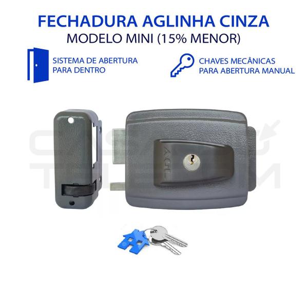 Imagem de Fechadura agl- mini - 12v cinza ch.simp