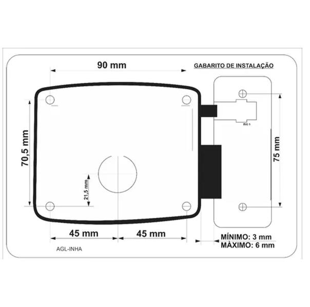 Imagem de Fechadura Agl Mini 12V Preta 42Mm Abertura Externa 3429