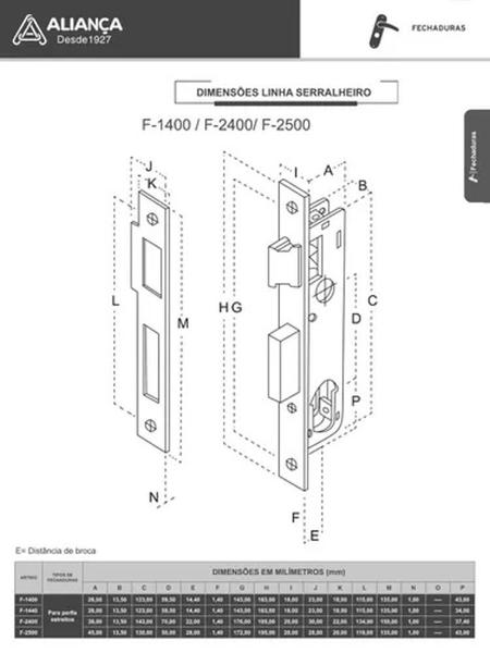 Imagem de Fechadura Aliança 2400 22mm Perfil Estreito