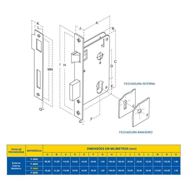 Imagem de Fechadura Aliança 3600/34 55Mm Inox Premium Externa