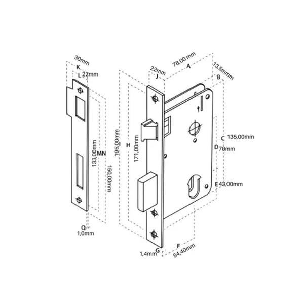 Imagem de Fechadura Aliança Externa 55mm Inox 3600/34 IP