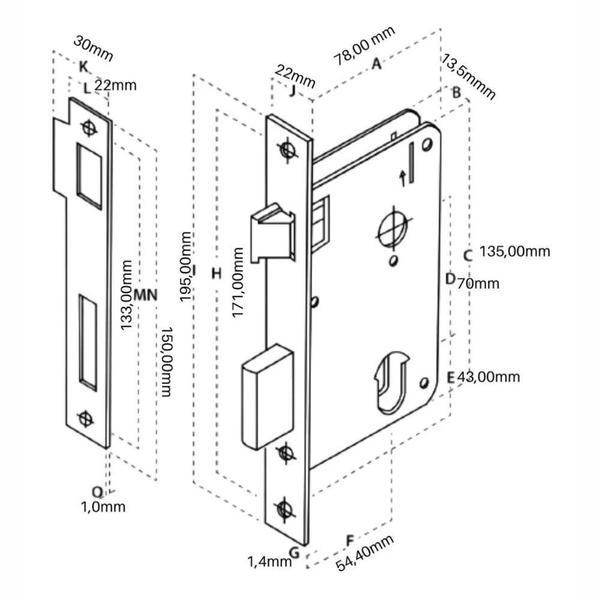 Imagem de Fechadura Aliança Interna 3700/34 55Mm Inox Premium