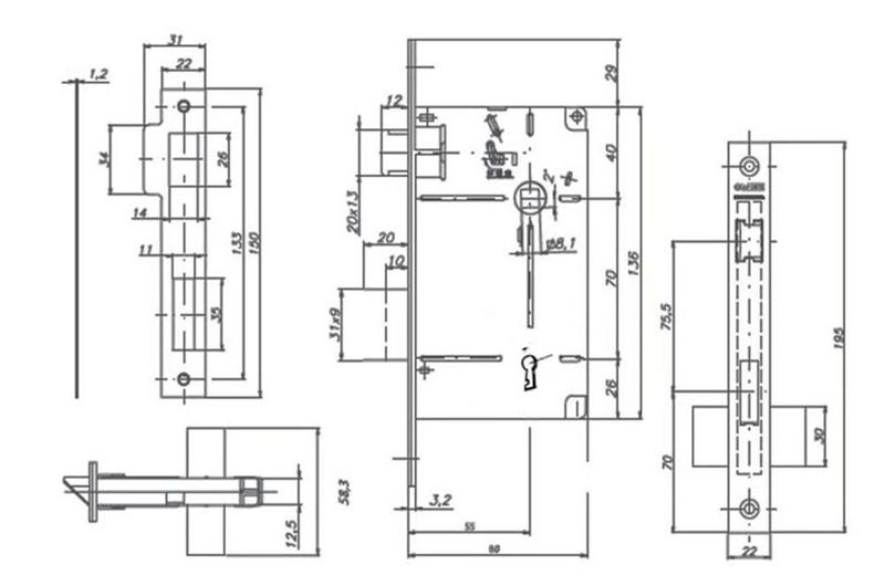 Imagem de Fechadura architect 455 interna st2 55mm inox polido