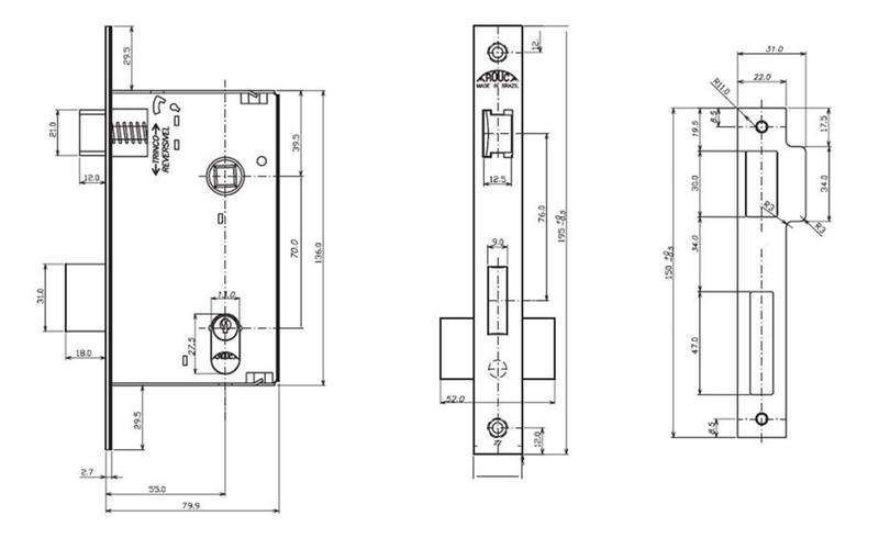 Imagem de Fechadura Arouca Externa 55mm Metroplana Cromado Escovado