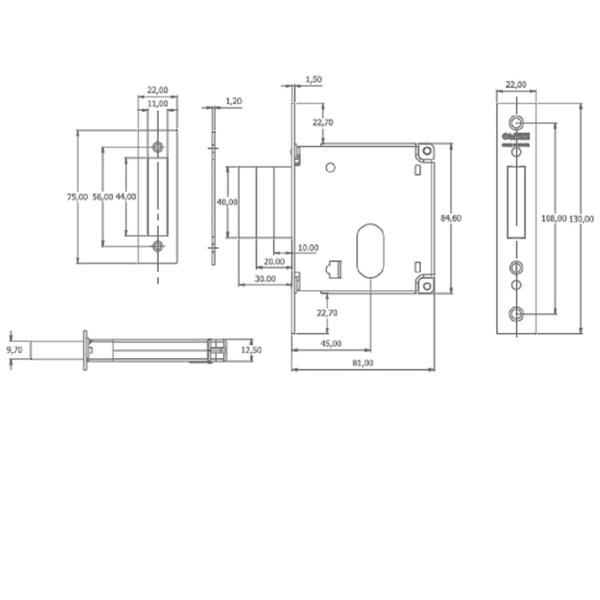 Imagem de Fechadura Auxiliar 1070 St2 45mm Banheiro Cromo Escovado Lafonte 