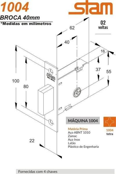 Imagem de Fechadura Auxiliar Oxidado Tetra Stam 1004 Par Com 4 Chaves