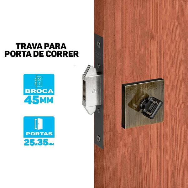 Imagem de Fechadura Auxiliar Para Porta Banheiro De Correr Bronze Pado