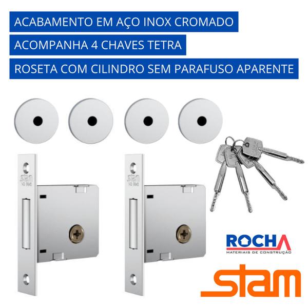 Imagem de Fechadura Auxiliar Stam 1004 Par com 4 Chaves Tetra