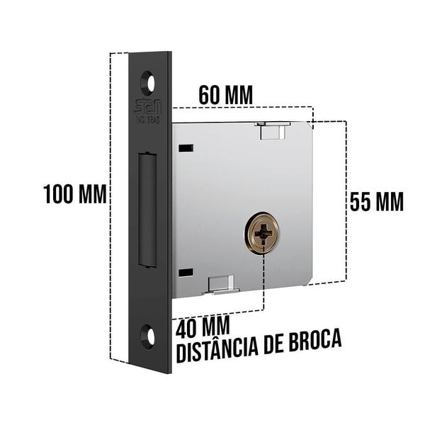 Imagem de Fechadura Auxiliar Tetra 1004 Porta Externa 4 Chaves Antique