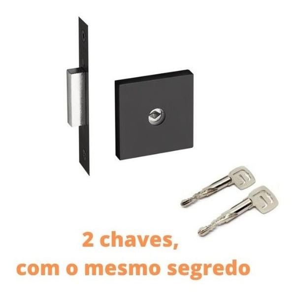 Imagem de Fechadura auxiliar trava segurança tetra pado 1500 preta quadrada 40mm