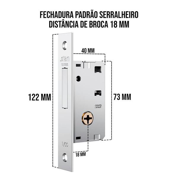 Imagem de Fechadura Auxiliar Trava Tetra Estreita 1003 Simples Inox