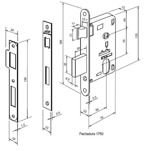 Imagem de Fechadura Ayla externa 55mm Inox Escovada Imab