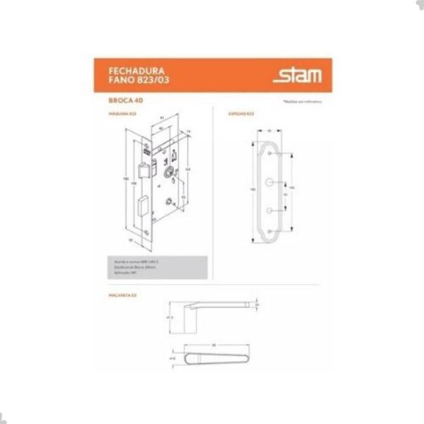 Imagem de Fechadura Banheiro 823/03 Classica Inox Modelo 3 Stam