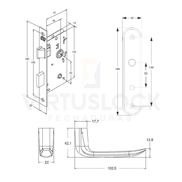 Imagem de Fechadura Banheiro 824/11 Antique Stam