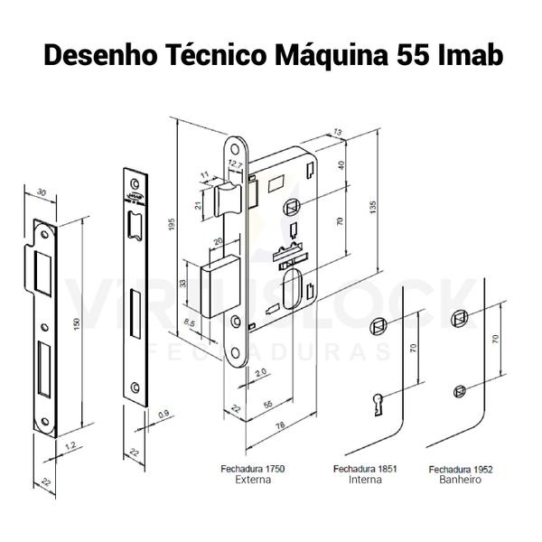 Imagem de Fechadura Banheiro Cosmus Majori Cromada Imab