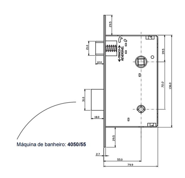 Imagem de Fechadura Banheiro Linha Brava Arouca 55mm Porta Madeira