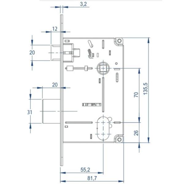 Imagem de Fechadura Banheiro MZ440 ST2 R205 55mm Roseta Cromado Squadro Design Papaiz