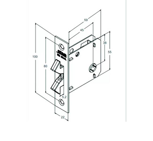 Imagem de Fechadura Banheiro Porta Correr 1006S Concha Retangular