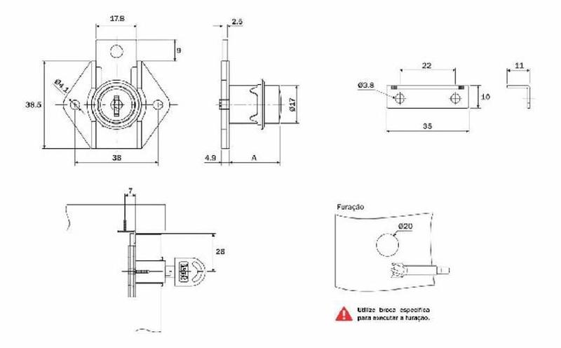 Imagem de Fechadura Com Batente D17X31Mm - Hardt