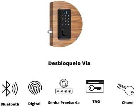 Imagem de Fechadura com Biometria de Aluminio Wifi   Sem Maçaneta