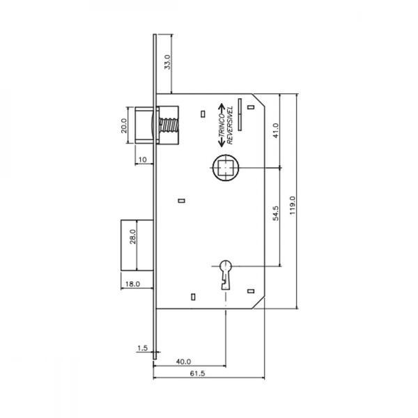 Imagem de Fechadura DAMA Interna Escovada Arouca Roseta Quadrada Inox