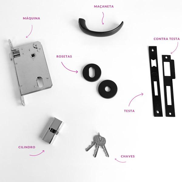Fechadura De Porta Banheiro Preta 55mm Pisa ABNT - DECORPLACE Imagem de Fechadura De Porta Banheiro Preta 55mm Pisa ABNT