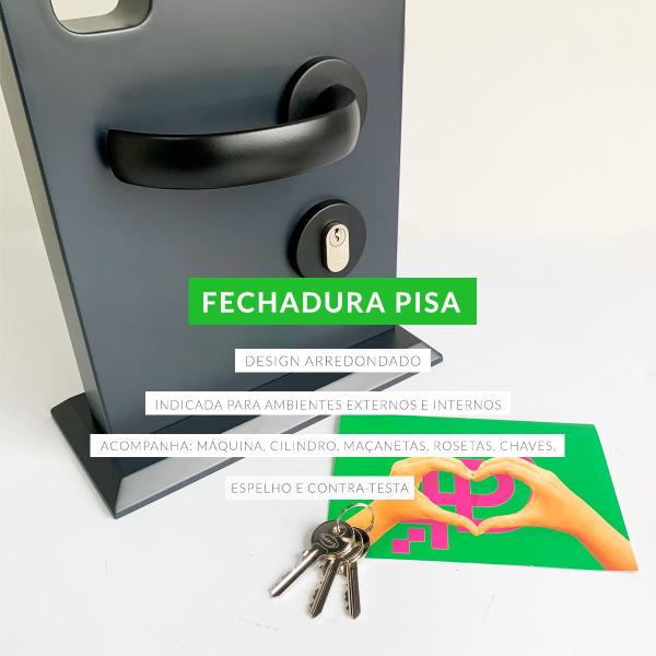 Fechadura De Porta Banheiro Preta 55mm Pisa ABNT - DECORPLACE Imagem de Fechadura De Porta Banheiro Preta 55mm Pisa ABNT