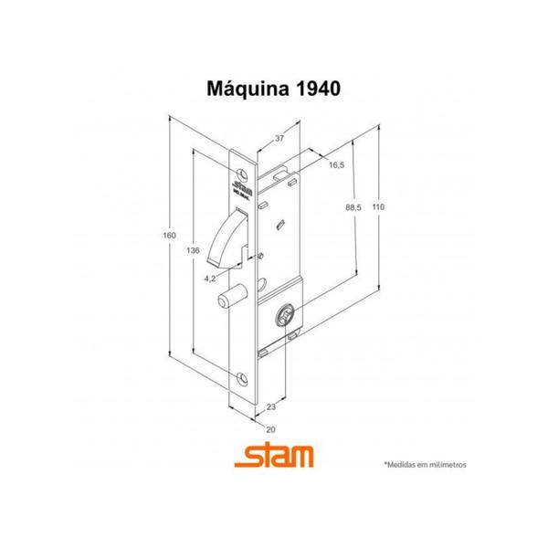 Imagem de Fechadura de Porta de Correr Stam Tetra 1940