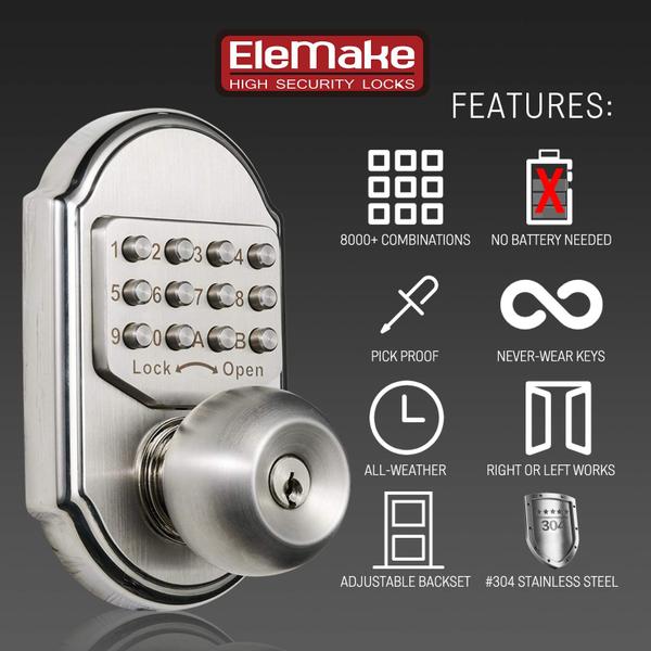 Imagem de Fechadura de Porta Deadbolt Sem Chave - Entrada Keyless em Aço Inoxidável 304