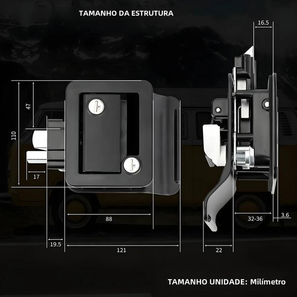 Imagem de Fechadura de Porta para Trailer RV DaierTek - Substituição com Abertura Dupla