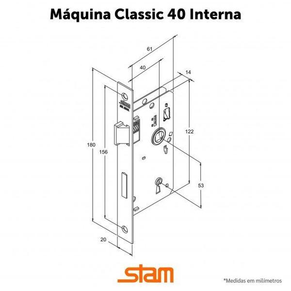 Imagem de Fechadura de Porta Stam Inox IX40 Cromada Polida 40mm