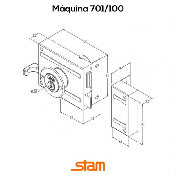 Imagem de Fechadura De Sobrepor Prata Inox 701/100 Stam