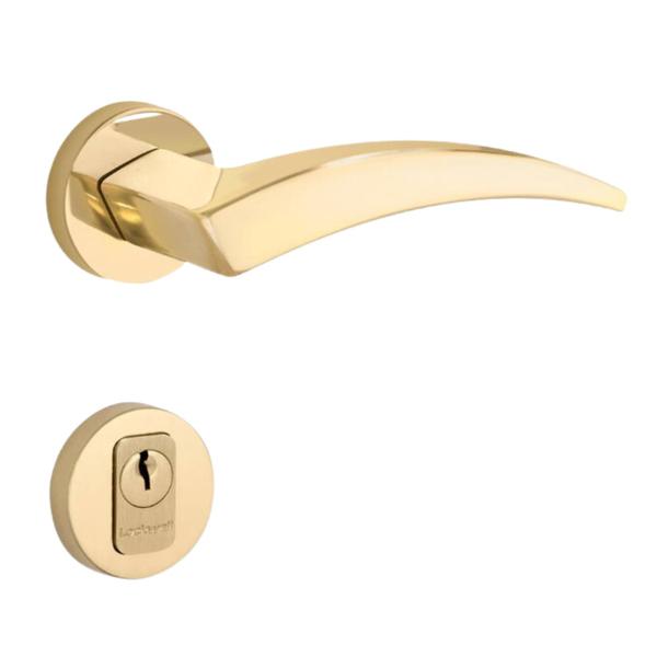 Imagem de Fechadura Design Flexa Externa 55mm Latão Polido Dourado Lockwell