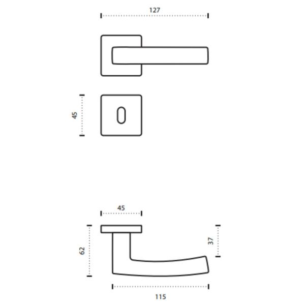 Imagem de Fechadura Design Quadra Banheiro 55mm Latão Acetinado Lockwell