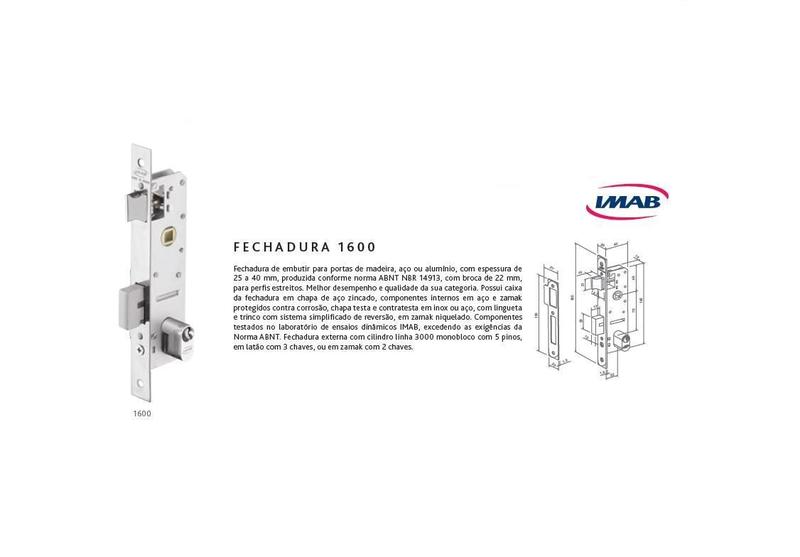 Imagem de Fechadura Duna Branca Externa C/Cilindro Porta Aluminio Aco