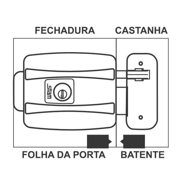 Imagem de Fechadura Eletrica 12V Abertura Dentro Preto Cilindro 80mm